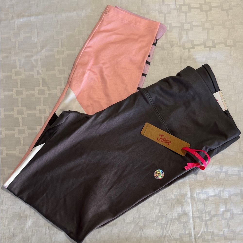 Justice Kids Leggings in Pink and Gray